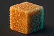 © ranga - Macro photo of a single sparkling brown sugar cube isolated on a dark background