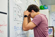 © Rido - Stressed teenager student leaning on whiteboard