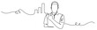 © mamat - continuous line art of a man pointing at a rising graph. concept of success in business