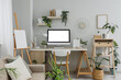 © Pixel-Shot - Interior of light office with workplace and green plants