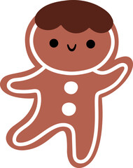 Wall Mural - Vector cartoon Christmas gingerbread man clipart. Cute running new year symbol illustration for kids. Winter holiday ginger cookie man icon isolated on white background