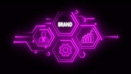 Abstract neon Hud knowledge ability business gear icon Glowing neon line concept. Glowing 