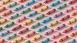 © vectrust - Vibrant array of colorful wax crayons meticulously arranged in a dynamic diagonal pattern