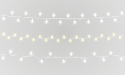 Wall Mural - png festive garland with gold lamp and fairy light on transparent background for holiday card or cel