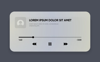 Media music player interface isolated on white background. Multimedia frame template. Mockup live stream window, player. Online broadcasting. Multimedia navigation and music application.
