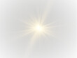 © ANATOLII - PNG radiant sun with magical flash and gold glow effect featuring explosion spark, violet lens flare, isolated spot, and science-inspired rays for background or object highlight design