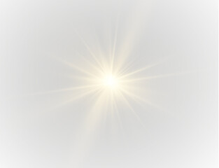 Wall Mural - png radiant sun with magical flash and gold glow effect featuring explosion spark, violet lens flare