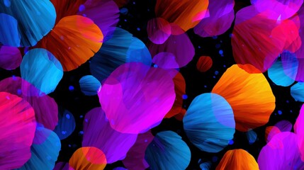 Vibrant abstract pattern wallpaper with colorful 3D gradient circles in pink blue orange and purple on dark background modern digital art design