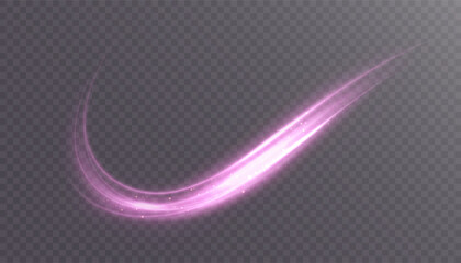 Wall Mural - pink glowing swirl with bright glow and sparkling glitter particles on transparent background. curve