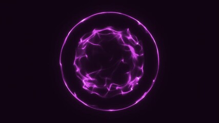 Wall Mural - abstract glowing purple sphere with dynamic light waves, futuristic digital energy design on dark ba