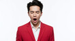 © Taufik - Young Asian man in business attire yawning with tired expression, isolated on white background. Generative AI