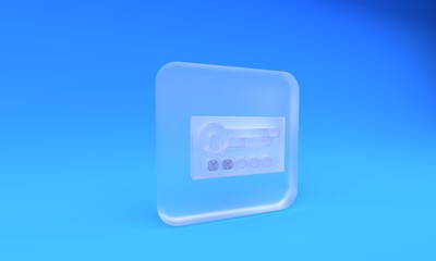 Wall Mural - frosted glass create account screen icon isolated on blue background. square frosted glass button. 3