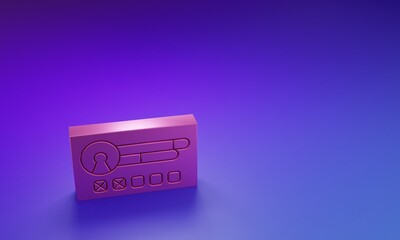 Wall Mural - pink create account screen icon isolated on purple-blue background. minimalism concept. 3d render il