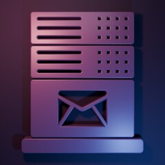 Wall Mural - purple mail server icon isolated on purple-blue background. minimalism concept. 3d render illustrati