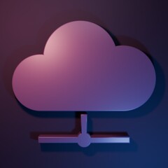 Wall Mural - purple network cloud connection icon isolated on purple-blue background. social technology. cloud co