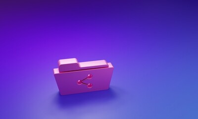 Wall Mural - pink share folder icon isolated on purple-blue background. folder sharing. folder transfer sign. min