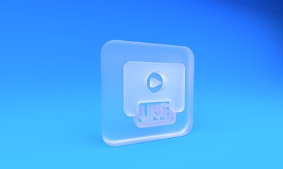 Wall Mural - frosted glass live streaming online videogame play icon isolated on blue background. square frosted 
