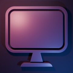 Wall Mural - purple computer monitor screen icon isolated on purple-blue background. electronic device. front vie