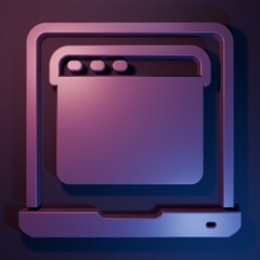Wall Mural - purple laptop with browser window icon isolated on purple-blue background. computer notebook with em
