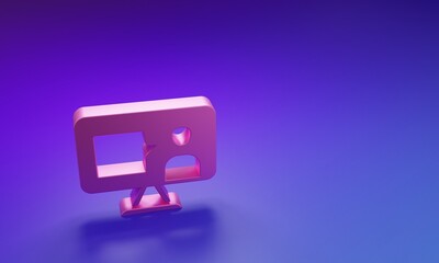 Wall Mural - pink e-learning of different foreign languages icon isolated on purple-blue background. minimalism c
