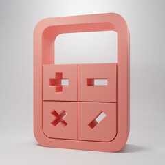 Wall Mural - Pink Calculator icon isolated on pink background. Accounting symbol. Business calculations mathematics education and finance. Minimalism concept. 3D render illustration