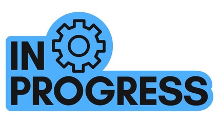 Animated In Progress Gear Icon For Websites And Applications With Blue Background