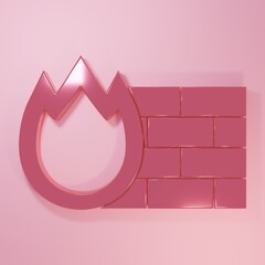 Wall Mural - pink firewall, security wall icon isolated on pink background. minimalism concept. 3d render illustr