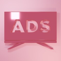 Wall Mural - pink advertising icon isolated on pink background. concept of marketing and promotion process. respo