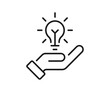 © Hunter Leader - Hand holding a light bulb, concept of innovation and creativity. Business thinking, creative idea icon. Knowledge logotype design. Startup symbol. Inspiration and problem-solving visualization