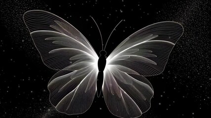 Wall Mural - elegant line art illustration of a butterfly wing on a dark background
