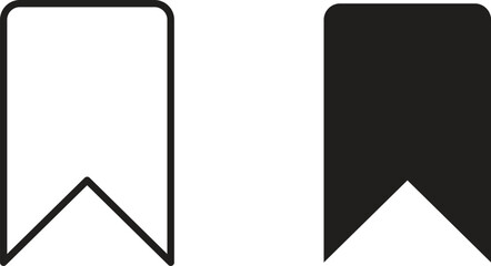 Two simple bookmark icons, one black and one outline, isolated on white background. Perfect for website or app design.