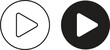 © Dawid - Two variations of a play button icon inside a circle. One is a black outline, the other is a filled black circle with a white play button.