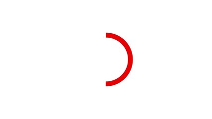 Circle loading bar animation from of completion. red color Circle loading bar icon animation on white background. 4k video....