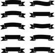© Vectoart Gallery - Eight black silhouette banner ribbons set design elements