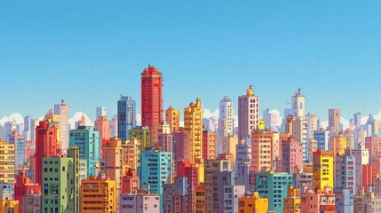  Colorful Pixelated Cityscape