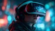 © susanty - Person experiencing vr headset night city