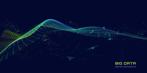 Wall Mural - abstract technology background with wavy color grid in dark. analytics data algorithms. big data. ba