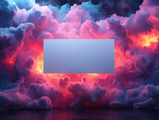 Wall Mural - Suspended cosmic card in a vibrant nebula cloud