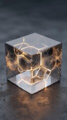 Modern transparent glowing cube object