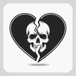 © art vector - Vector Illustration of a Heart Broken with a Skull Symbol, Representing Heartache and Pain
