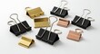 © Feb - Colorful Binder Clips Scattered on White Surface Various Colors