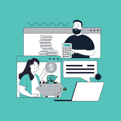 Wall Mural - business and finance concept for modern web design. people making financial analysis, planning strat
