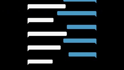 long chat message animation concept white blue bubble blank isolated