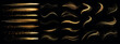 © ssstocker - Golden powder fly. Gold flying dust curve lines, star glitter shoot wind effect shine light splash galaxy meteor comet trail abstract wave cosmetic shimmer set vector illustration