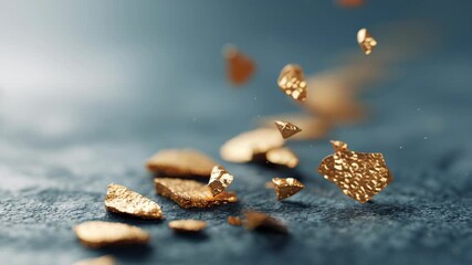 Canvas Print - surreal abstract artwork featuring floating golden fragments against a soft background