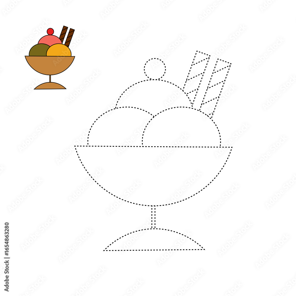 Coloring pages for kids. Trace and color. Vector illustrations ...