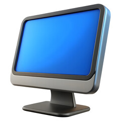 Wall Mural - 3d icon of computer monitor with blue screen on stand isolated on transparent background