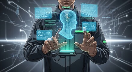 Innovative depiction of artificial intelligence in a futuristic interface