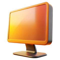 Wall Mural - 3d icon of modern computer monitor with orange screen isolated on transparent background