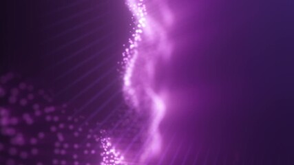 Wall Mural - digital purple glowing wave of particles with soft depth of field